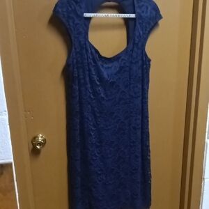 Tiana B. Navy Lace Midi Dress